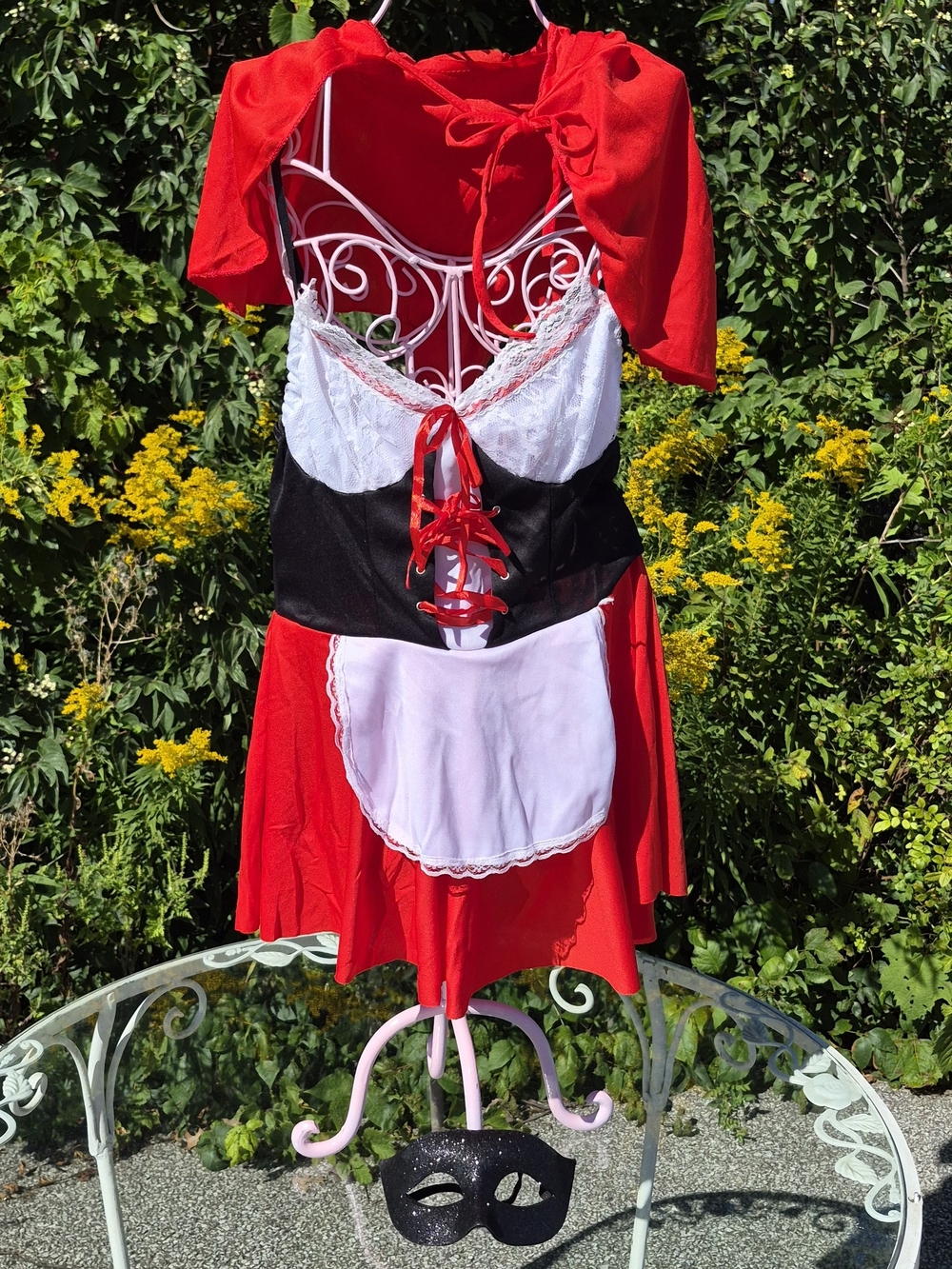 Red Ridind Hood Costume Lingerie Dress with White Apron